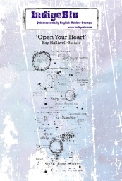 Open your Heart A6 Red Rubber Stamp by Kay Halliwell-Sutton